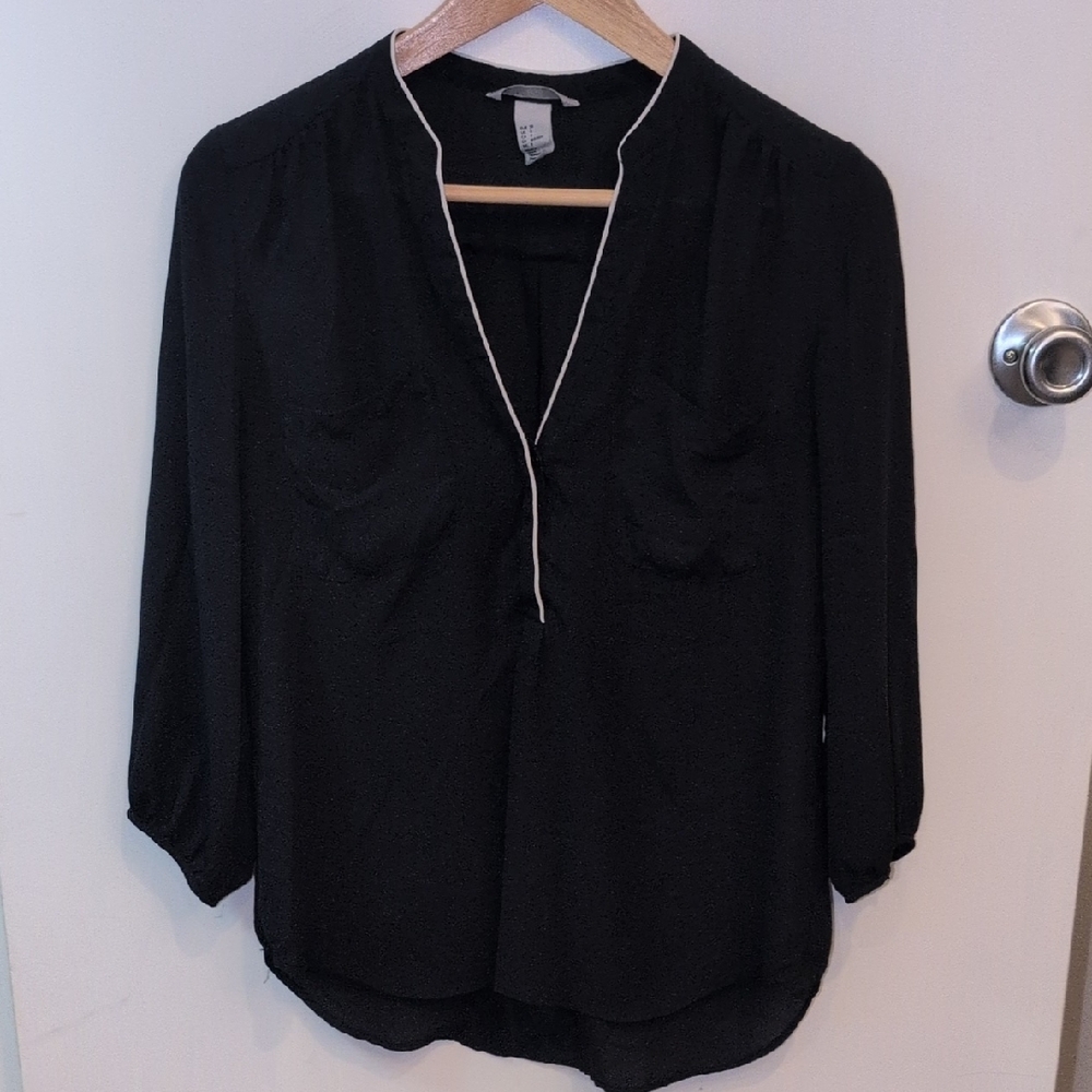Black Women's Top with White Trim